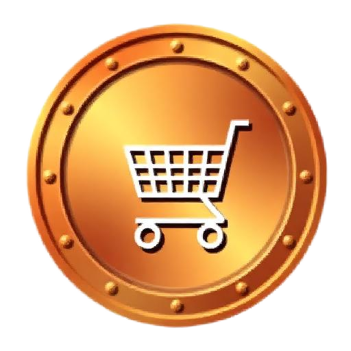 Medalla de bronce pixel art con un carrito de supermercado