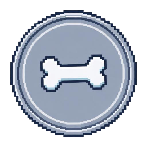 Medalla plateada pixel art con un hueso