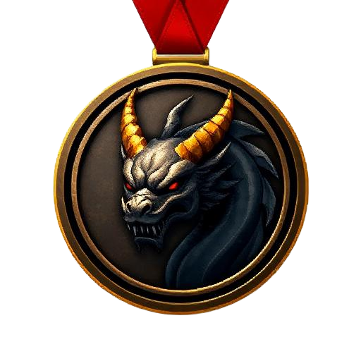 Medalla pixel art con la cabeza de un dragón